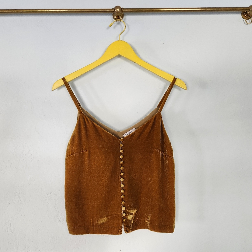 Madewell Velvet Yellow Ochre Mustard Button Cami size 0